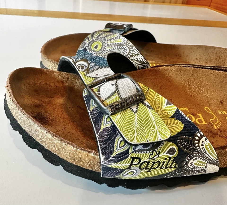 Papillio Birkenstock Madrid Strap Sandal Slide Blue Yellow paisley 38 7-7.5 L@@K - Image 4 of 4