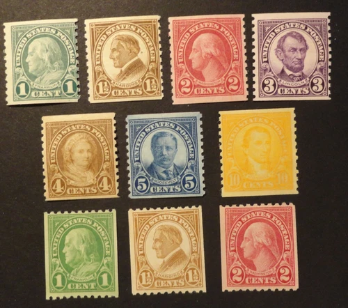 SCOTT #597-606 MINT NH 1923-1929 REGULAR ISSUE COIL STAMPS SET