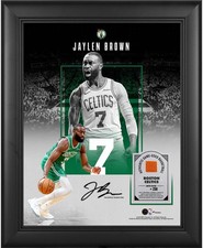 Collage vetrina 11x14 incorniciato Jaylen Brown Boston Celtics con palla GU - LE 250