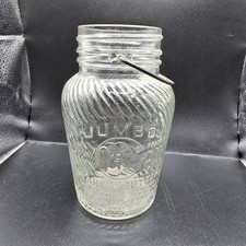 vintage Jumbo Peanut Butter Jar with wire bail 1 1/2 lbs