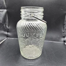 vintage Jumbo Peanut Butter Jar with wire bail 1 1/2 lbs