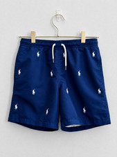 Polo Ralph Lauren Boys Swim Trunks M 10-12 Blue All Over Pony Print