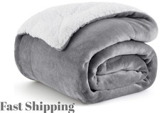 Sherpa Fleece Throw Blanket, 50x60   Soft Warm Plush Grey Couch Gift ...
