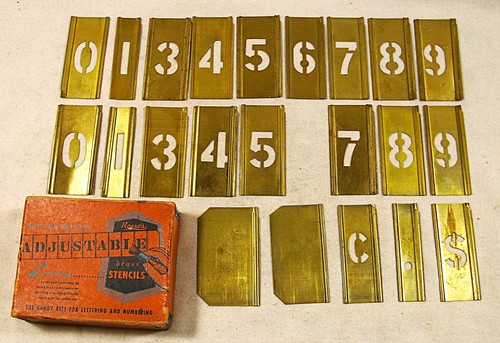 Vintage ☆ Reese’s ☆ 1" Numbers ☆ Lockedge Adjustable☆Brass Stencils☆22 pcs.☆W@W!
