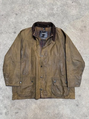 Barbour Classic Beaufort Waxed Jacket Olive Brown Made in England (XL) - product listing photo