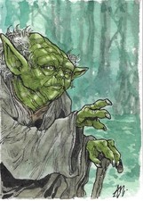 Yoda Star Wras / original Sketch Card by Altair Messias - TramaStudio