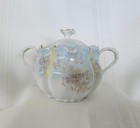 Vintage German Porcelain Covered Sugar Bowl Scalloped Hand Painted  Cottagecore  — photo 3