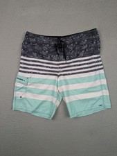 O'neill Men's Mint/Black/White Stripped Boardshorts Size 38