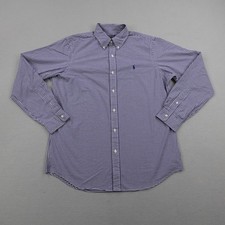 Polo Ralph Lauren Shirt Mens Large Blue White Gingham Check Plaid Classic FIt