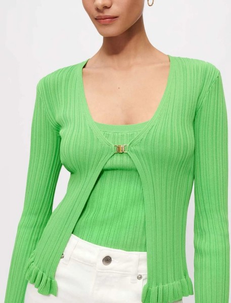 Maje Strickjacke Cardigan Strick RüSchen GrüN Gr. L 3 GanzjäHrig-image