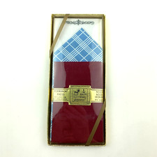Vintage Goldenweve Blue Red Handkerchiefs Gift Set of Three Mens Hankies