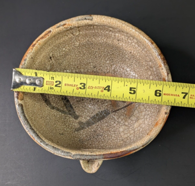 Vintage Japanese Tea Bowl Ceramic Katakuchi Antique Crazing Japan