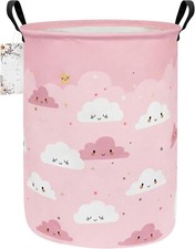 Storage Basket, Nursery Hamper Canvas Laundry Basket Foldable with Waterproof PE