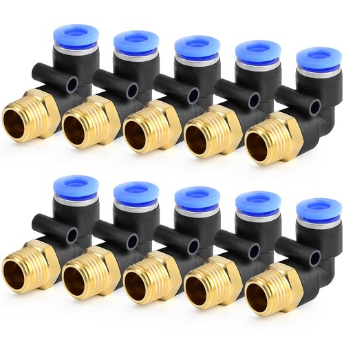 10 Raccords Rapides 8mm OD X 1/8 BSP Mâle Droit - Laiton - Réf. PC8-01 (TY-195) - Neuf