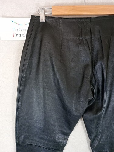 Heeli London Trousers Leather Black Biker Womens Size 12 32 W 33 L Flare - Picture 11 of 14