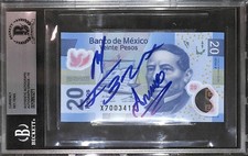 Rey Fenix Signed $20 Mexican Pesos Bill BAS COA AEW AAA Gem Mint 10 Autograph
