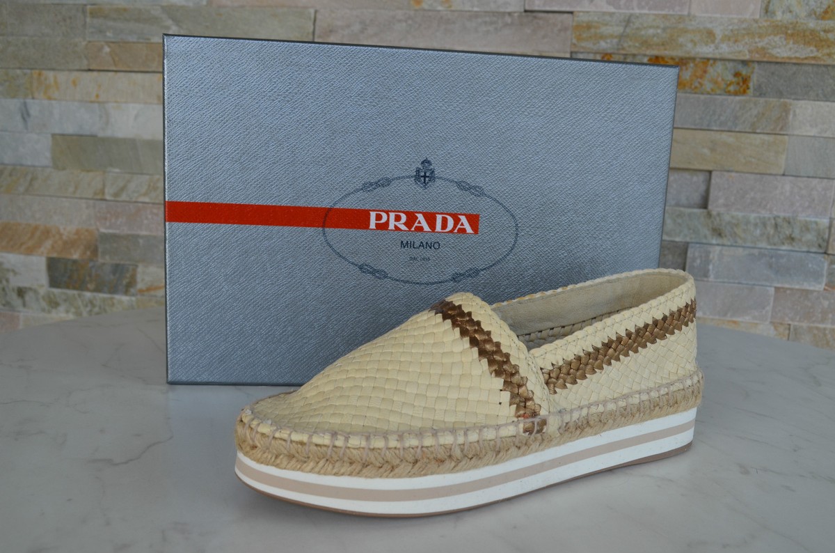 Prada EU Slippers Moccasins Half Shoes Talcum New Former RRP