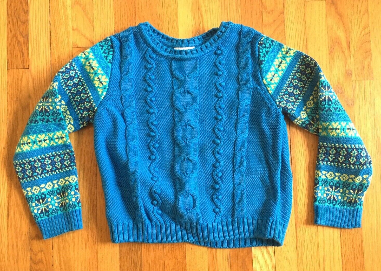 Girl's HANNA ANDERSSON Cable Knit Sweater / Blue Cotton / Size 110 Size 5