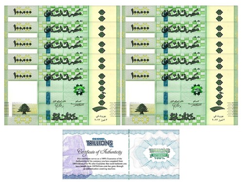 Lebanon 100,000 Livres Banknote, 2023, UNC USA SELLER 10 NOTES