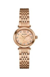 Bulova Women's Quartz Diamond Accents MOP Dial Rose-Gold 24mm Watch 97P116