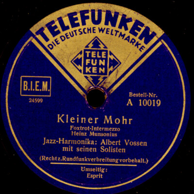 JAZZ-HARMONIKA: ALBERT VOSSEN m.s. SOLISTEN Kleiner Mohr / Esprit  78rpm  S2232