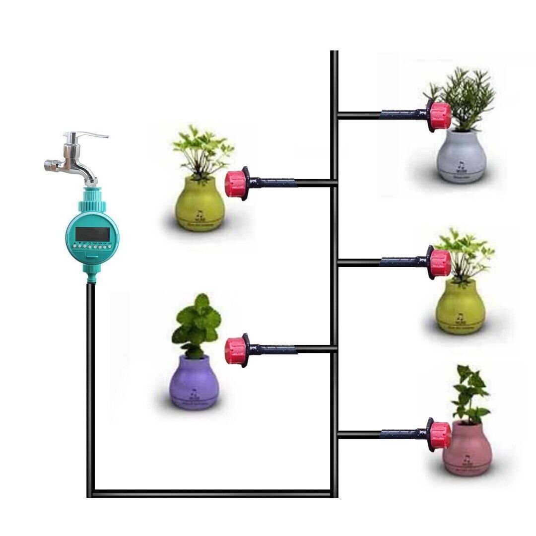 100FT 30M Auto Drip Irrigation System Kit Timer Micro Sprinkler Garden Watering