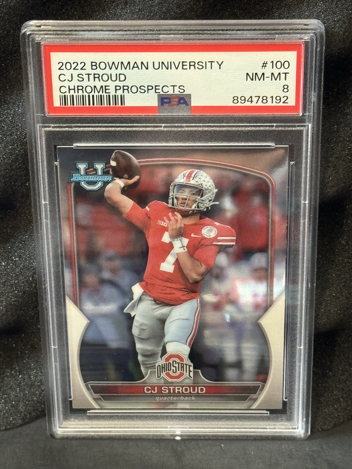2022 Bowman University Chrome Prospects #100 CJ Stroud RC Rookie PSA 8 NM-MT