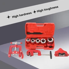 Handheld Ratchet Pipe Threader Pipe Threading Tool Set w/Pipe Cutter & 5Dies Set