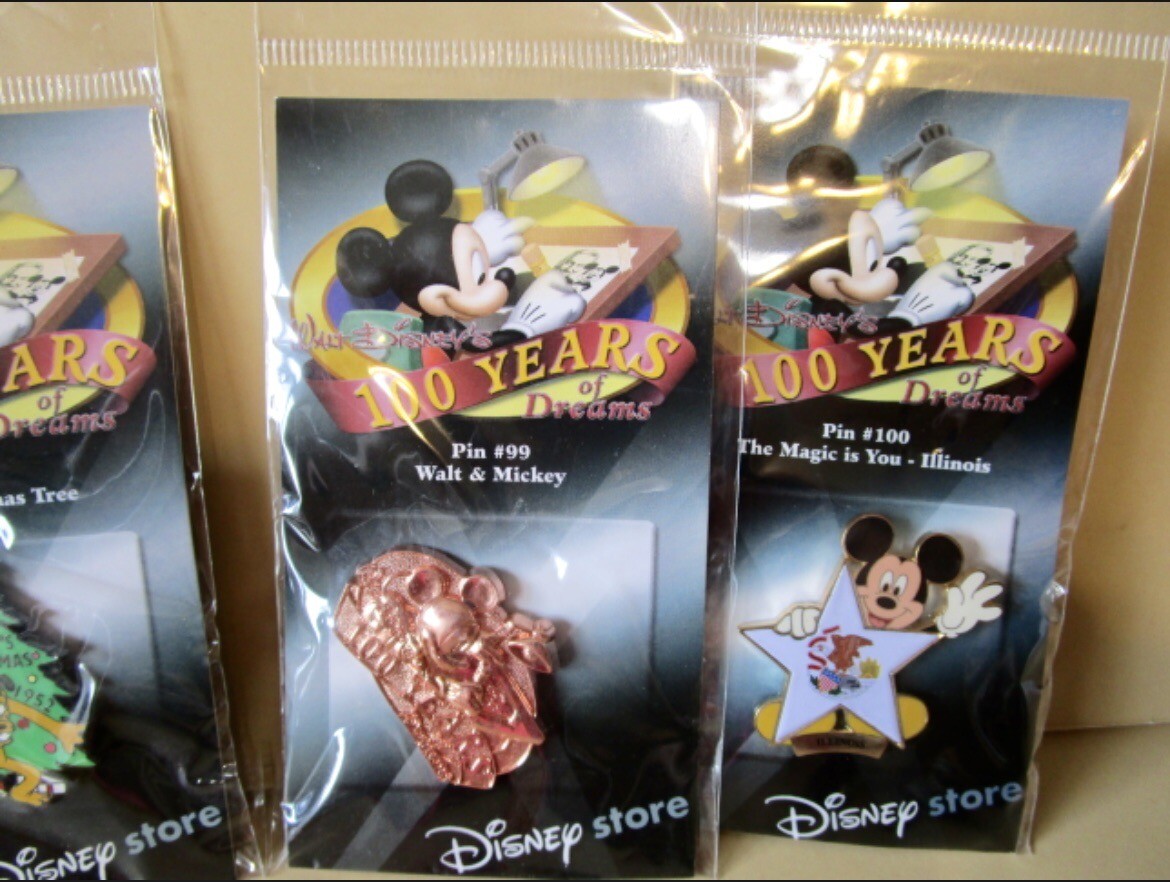 DISNEY STORE 100 YEARS OF DREAMS PINS LOT OF 4 ALL NEW #1,#86,#99