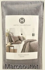 Hotel Collection Linen Blend Dobby Diamond 2 EURO Quilted Pillowshams Charcoal
