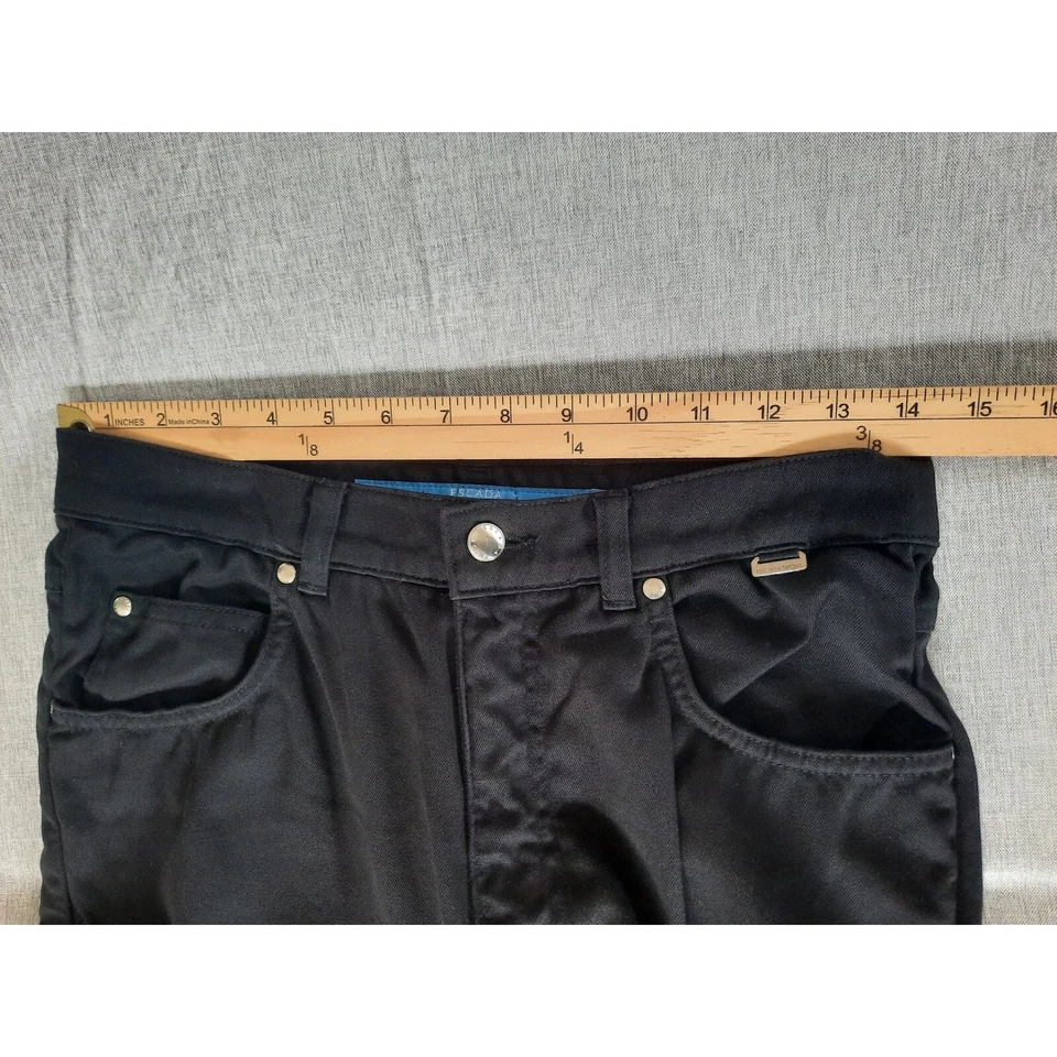 Jeans Escada Sport feminino 38 cintura alta cônico elástico preto 5 bolsos algodão EUA! - Imagem 2 de 4