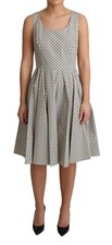 DOLCE & GABBANA Dress Beige Polka Dotted Cotton A-Line IT40 / US6 / S RRP $1400