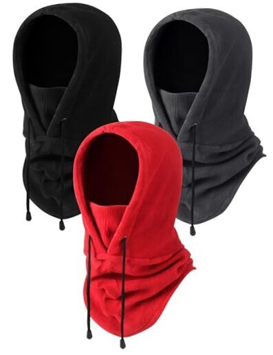 Syhood Winter Fleece Balaclava Ski Tactical Heavyweight 3 Black, Grey, Red