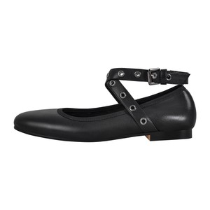 Women's Flat Shoes Cross Ankle Strap Round Toe Slip On Office Ballet Pumps US8