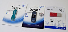 Lexar and PNY 16gb and 64gb JumpDrives Twist Turn USB 2.0/3.0 Lot of 3