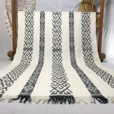 Ethnic Blanket Woven Fabric Original Indonesian Handmade Grey