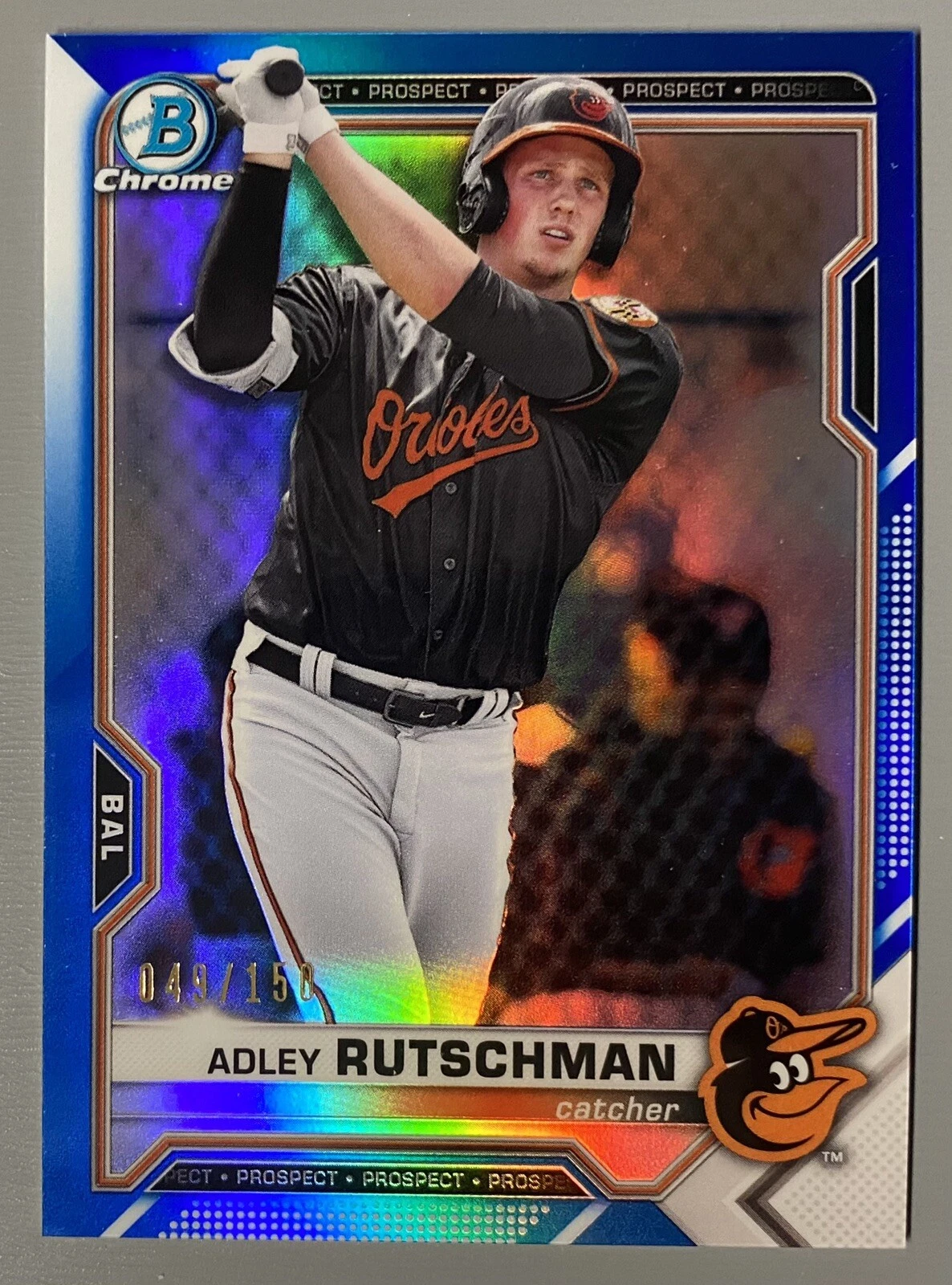 2021 Bowman Chrome Adley Rutschman Blue Refractor 049/150 Orioles #BCP121