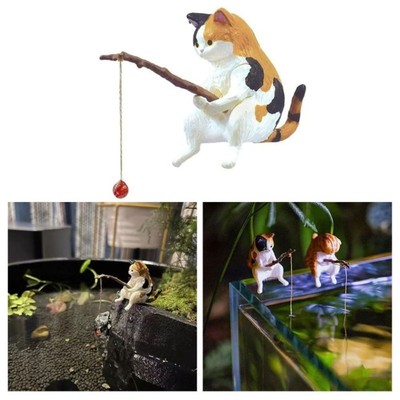 Harz Angeln Kätzchen Aquascape Dekorativ Katzen fischerei Ornament  Auto