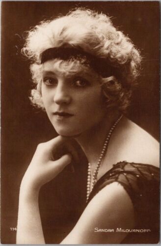 c1920s SANDRA MILOVANOFF Real Photo RPPC Postcard French Silent Film Actress - Picture 1 of 2