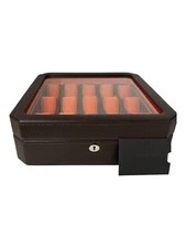Wolf 458506 Windsor 15 Piece Watch Box in Brown & Orange MSRP $405