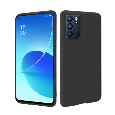 HSP Handy Hülle für Oppo Reno6 5G | Schwarz | Silikon Schutz Case TPU Bumper