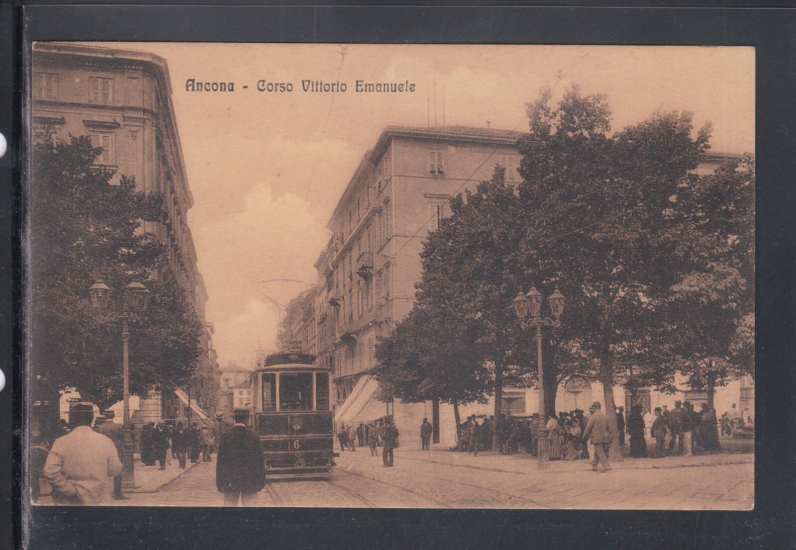 Cartolina Ancona Corso Vittorio Emanuele ANIMATA TRAM M517