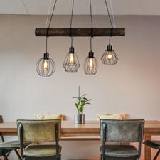 Hängelampe Esstischleuchte Pendellampe höhenverstellbar Gitter Holzlampe H 150cm