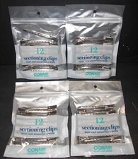 Lot 4 CONAIR Metal Styling SECTIONING Clips Value Pack 12 pc x 4 BAGS=48! (L@@K)