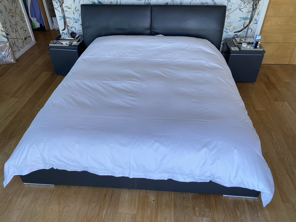 Gyform Plan B Super king Size Grey Leather Bed Adjustable Headrests eBay