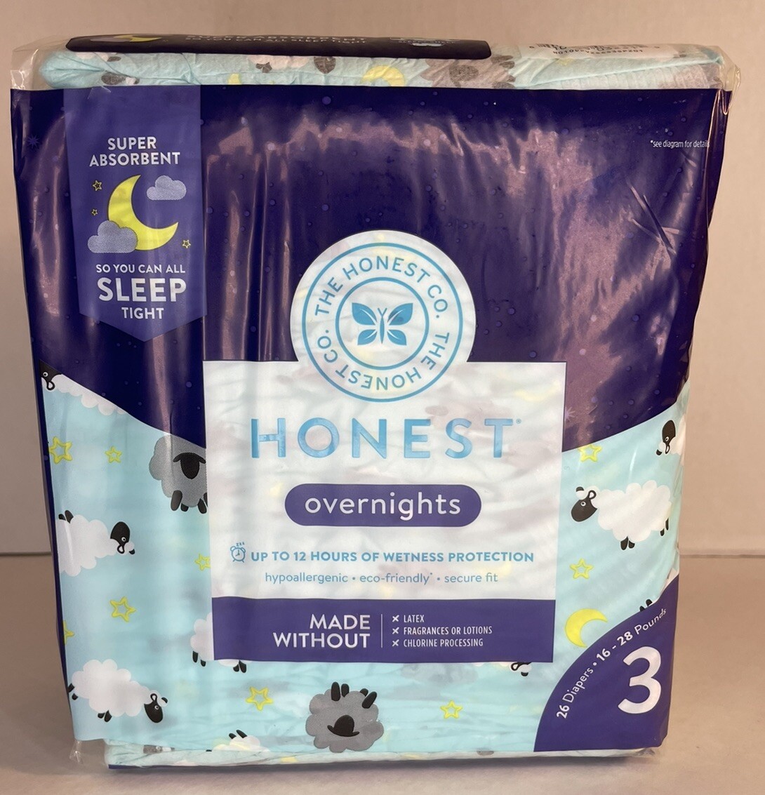 The Honest Company Overnights Diapers Size 3, 26 Count, 16-28 Pounds
