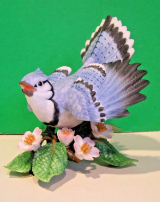 LENOX BLUE JAY Garden Bird sculpture Dogwood Tree Flower - - NEW in BOX with COA