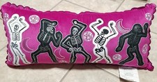 Spooky Vibes Fuschia Dancing Skeletons 12 X 26 Inch Pillow