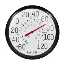 Taylor Big and Bold Wall Thermometer, Indoor Outdoor 13.25" D, Black