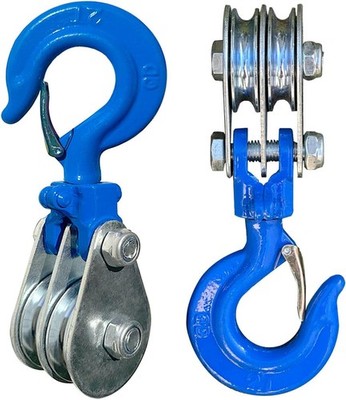 2 Ton Snatch Block with 360 Degree Swivel Hook Double Pulley for 3/8'' Wire Rope
